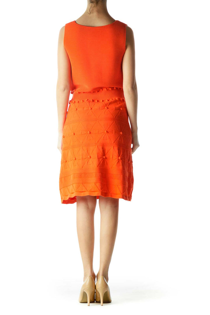 Orange Sleeveless Knit Dress