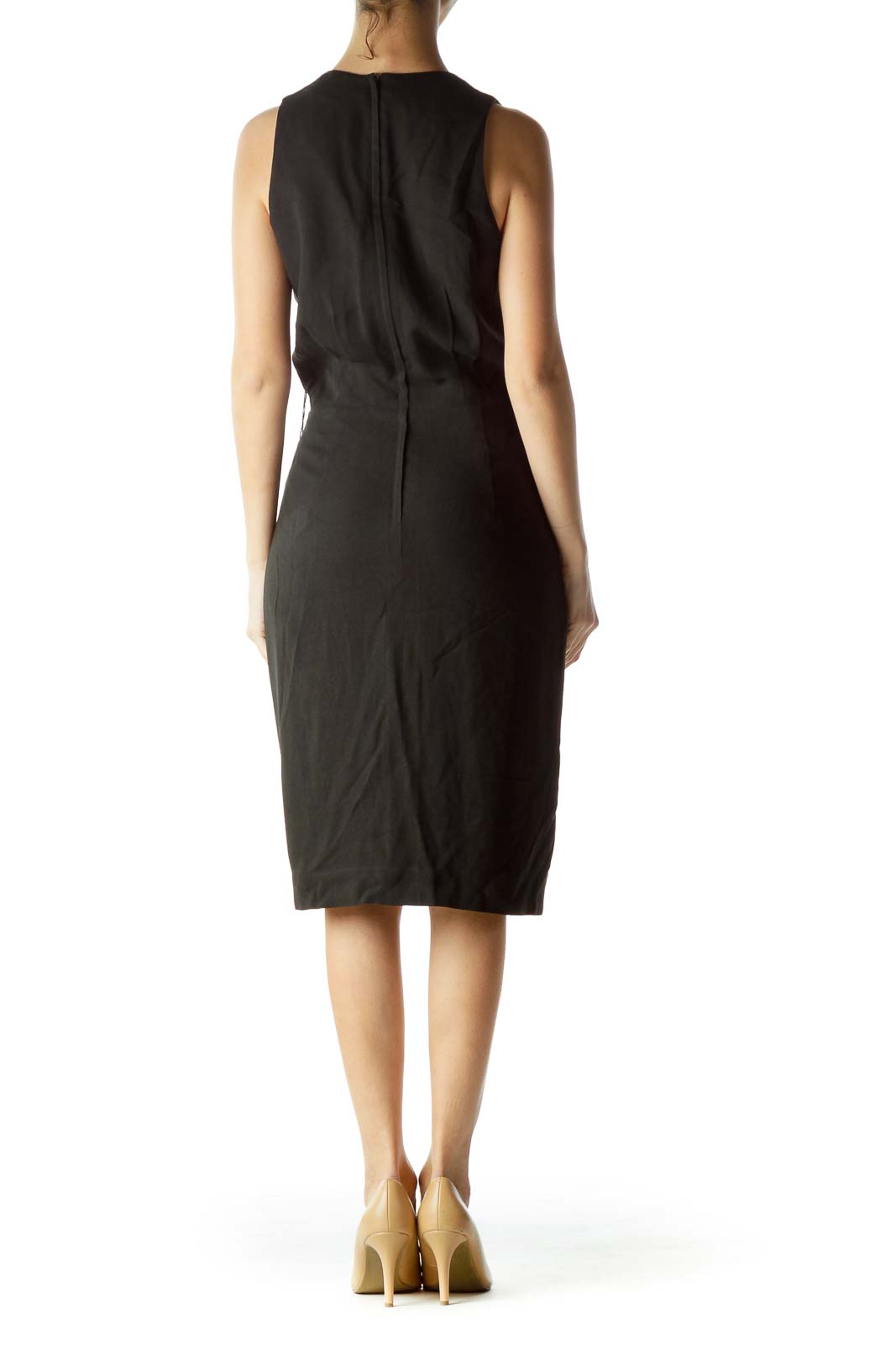 Black Layered V-Neck Work Dress