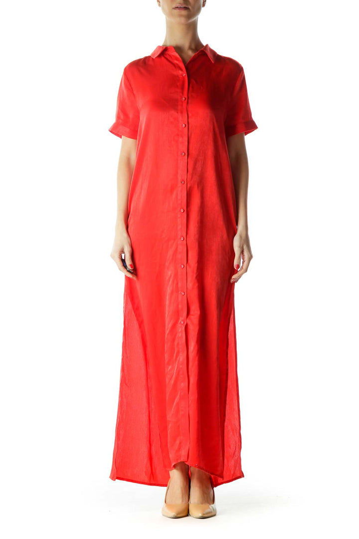 Red Maxi Shirt Dress