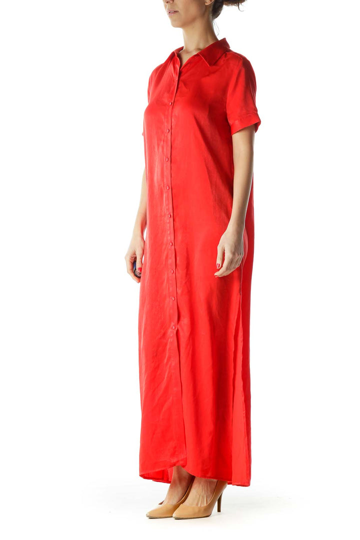 Red Maxi Shirt Dress