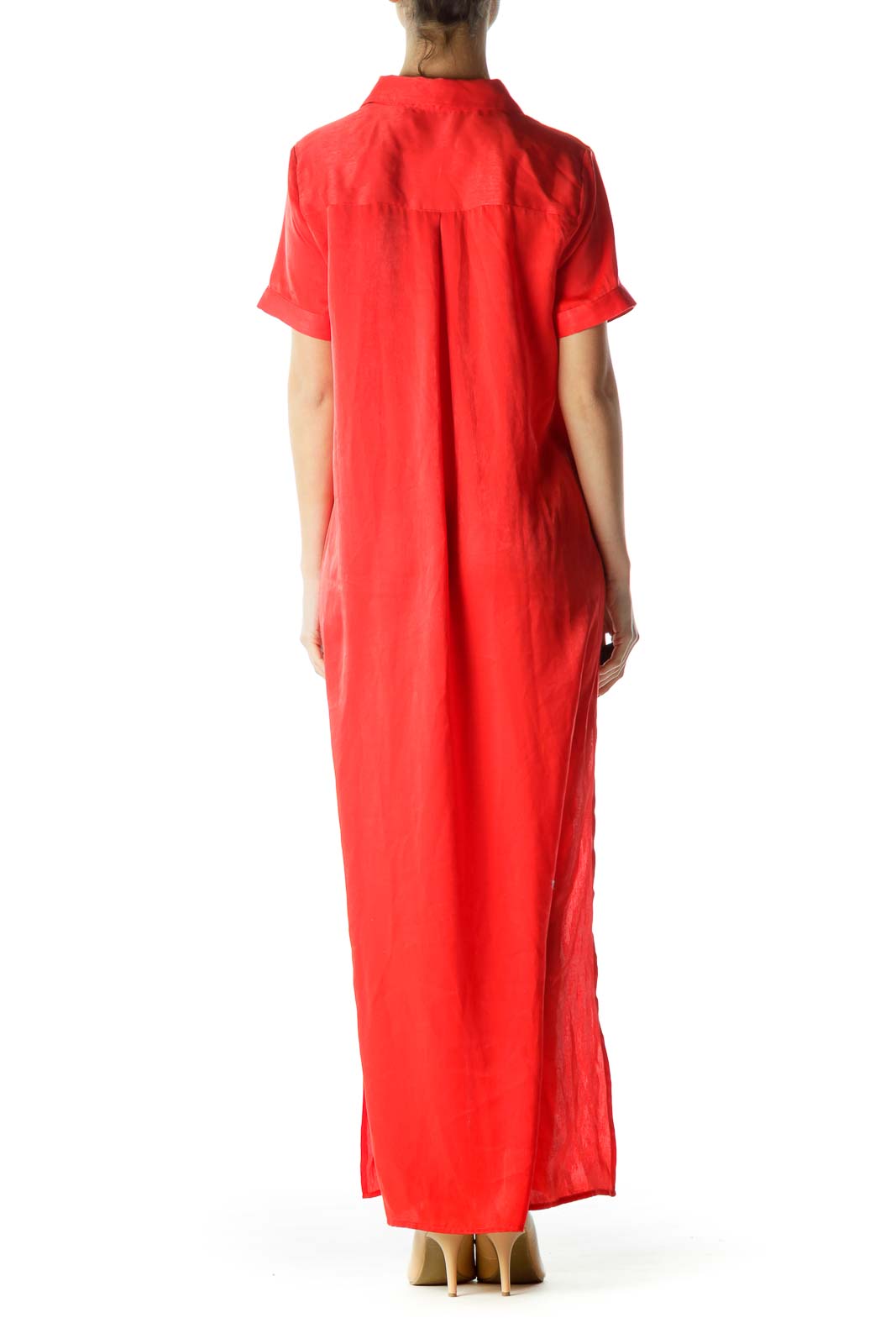 Red Maxi Shirt Dress