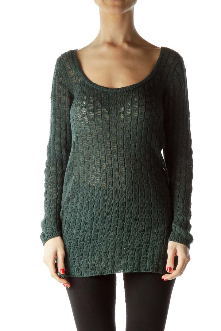 Green Knitted Long Sleeve Sweater