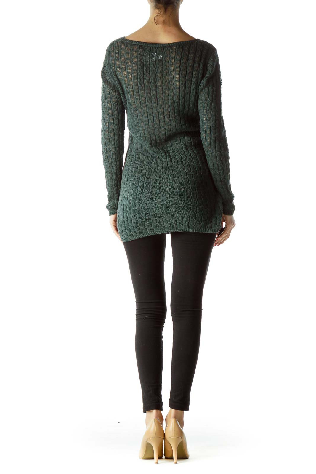 Green Knitted Long Sleeve Sweater