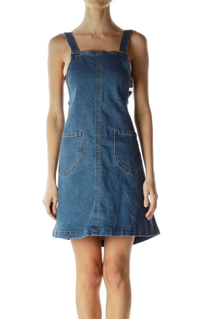 Blue Denim Pocketed Dress