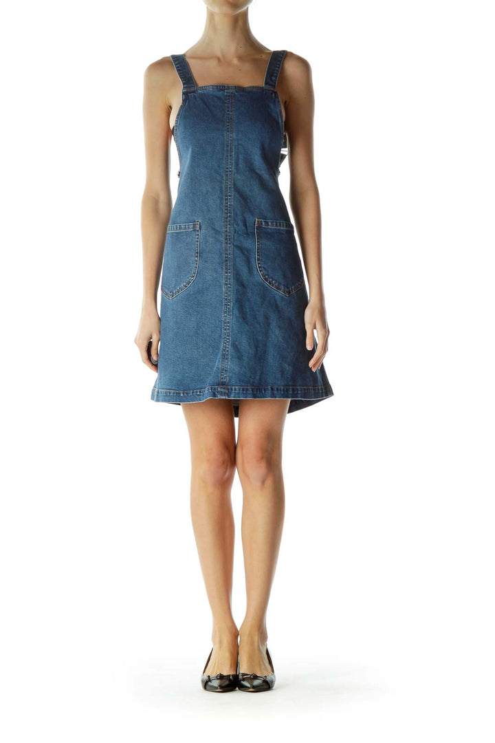 Blue Denim Pocketed Dress