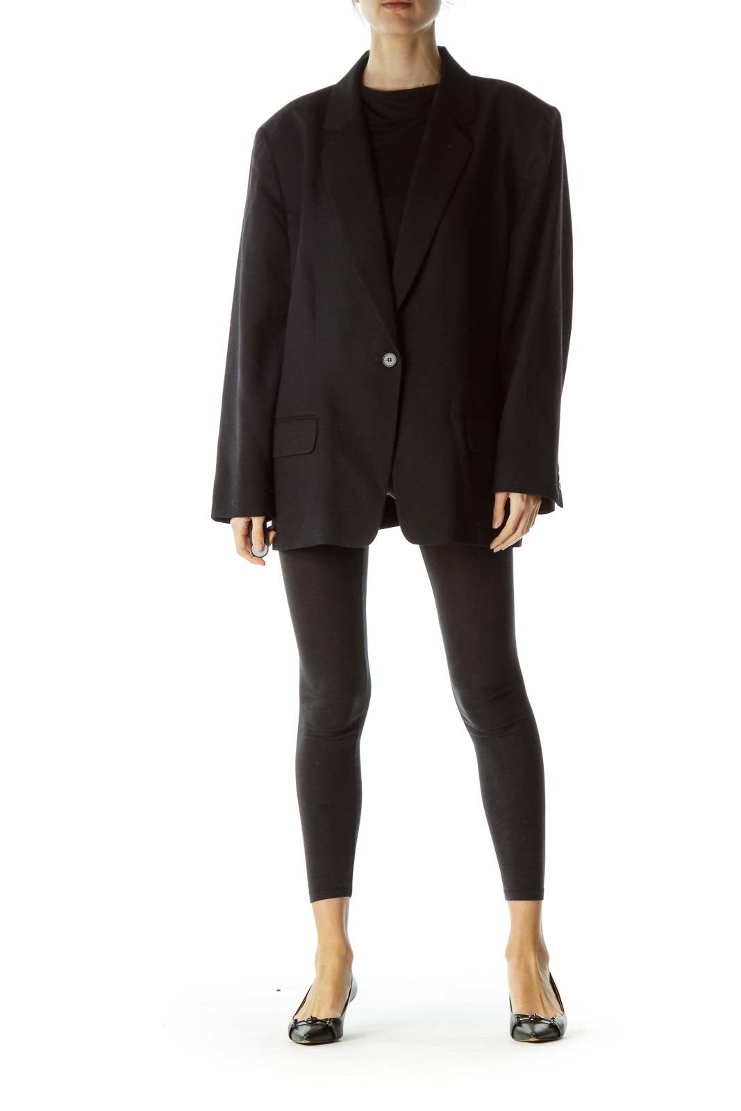 Black Virgin Wool Buttoned Blazer