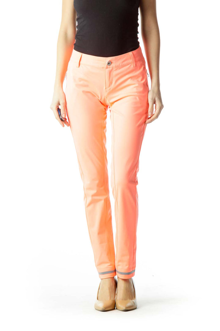 Orange Zippered Skinny Pants