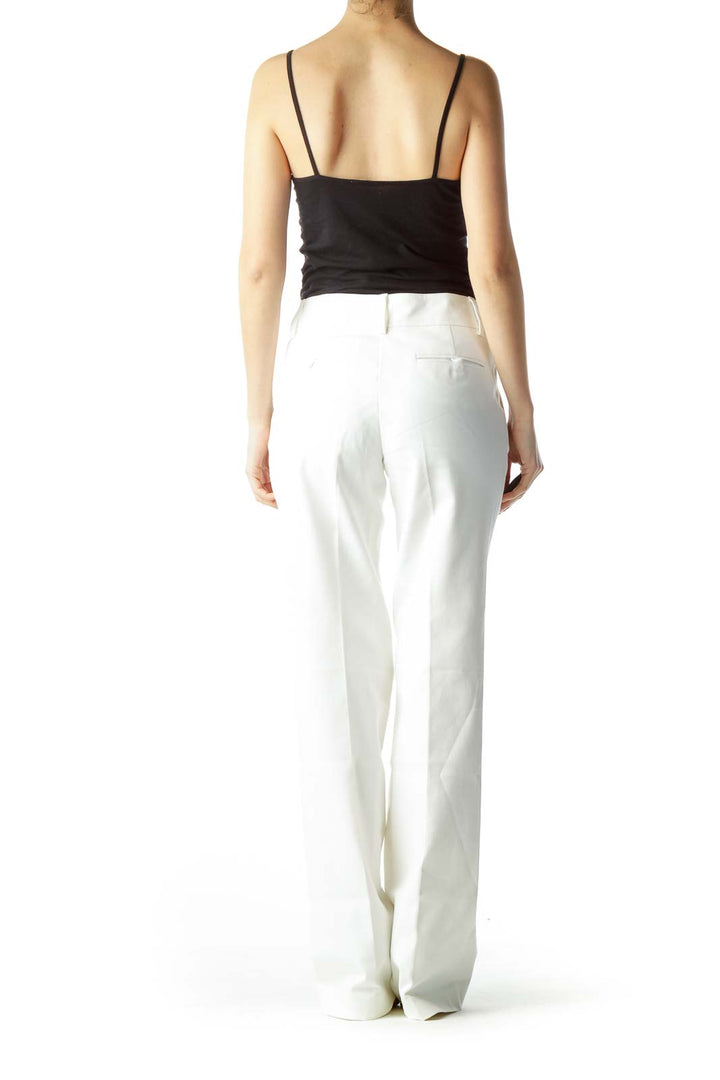 Cream Straight Leg Slacks