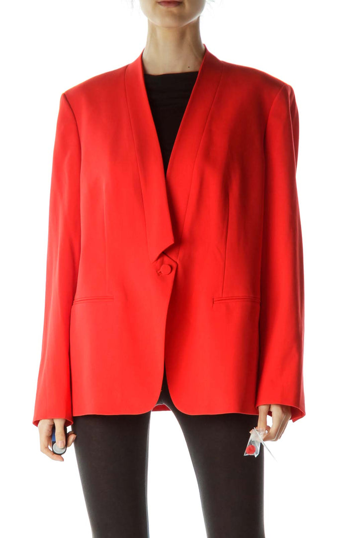 Red Collared Blazer with Front Button