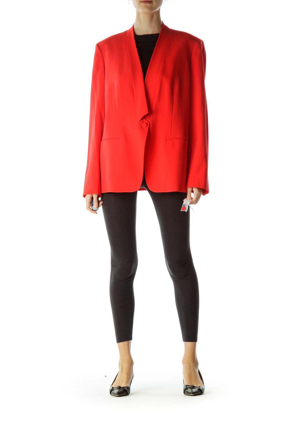 Red Collared Blazer with Front Button