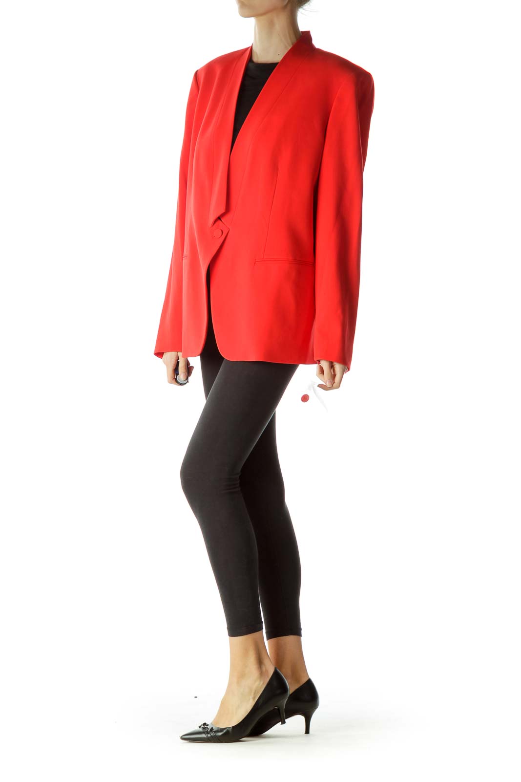 Red Collared Blazer with Front Button