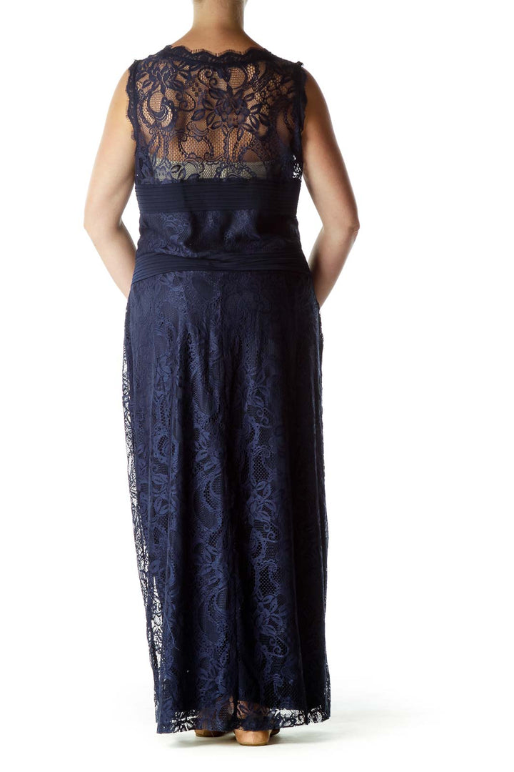 Navy Lace Sleeveless Maxi Dress