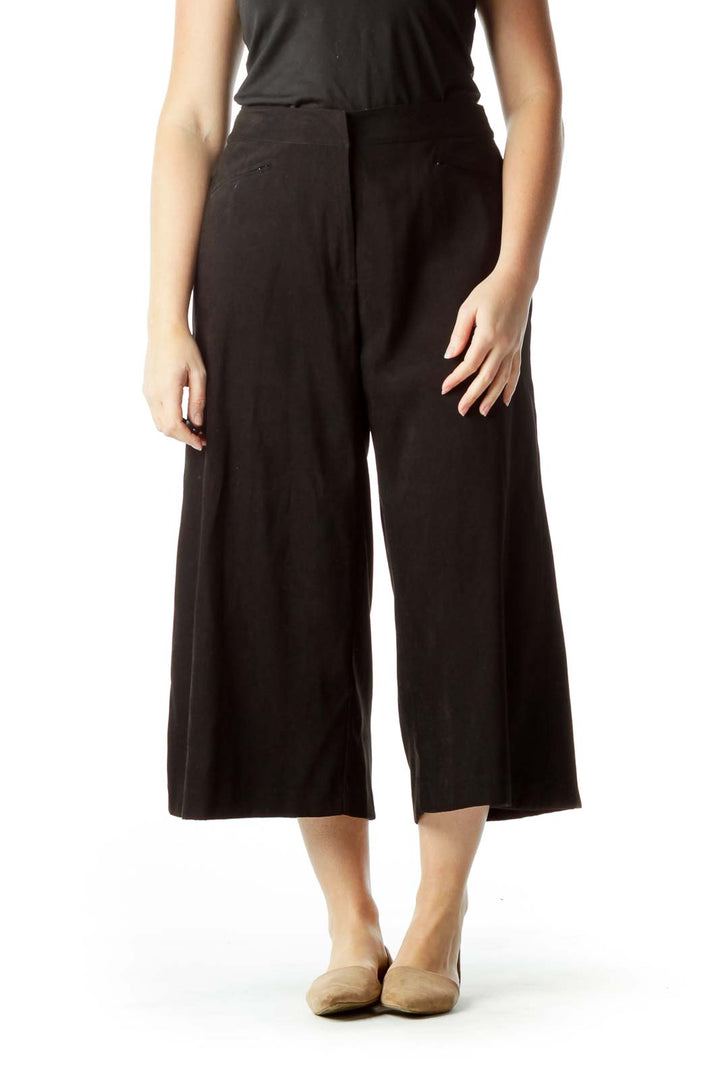 Black Cropped Wide Leg Pants