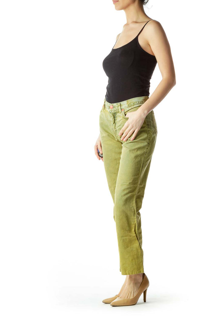 Washed Green Straight-Leg Jeans