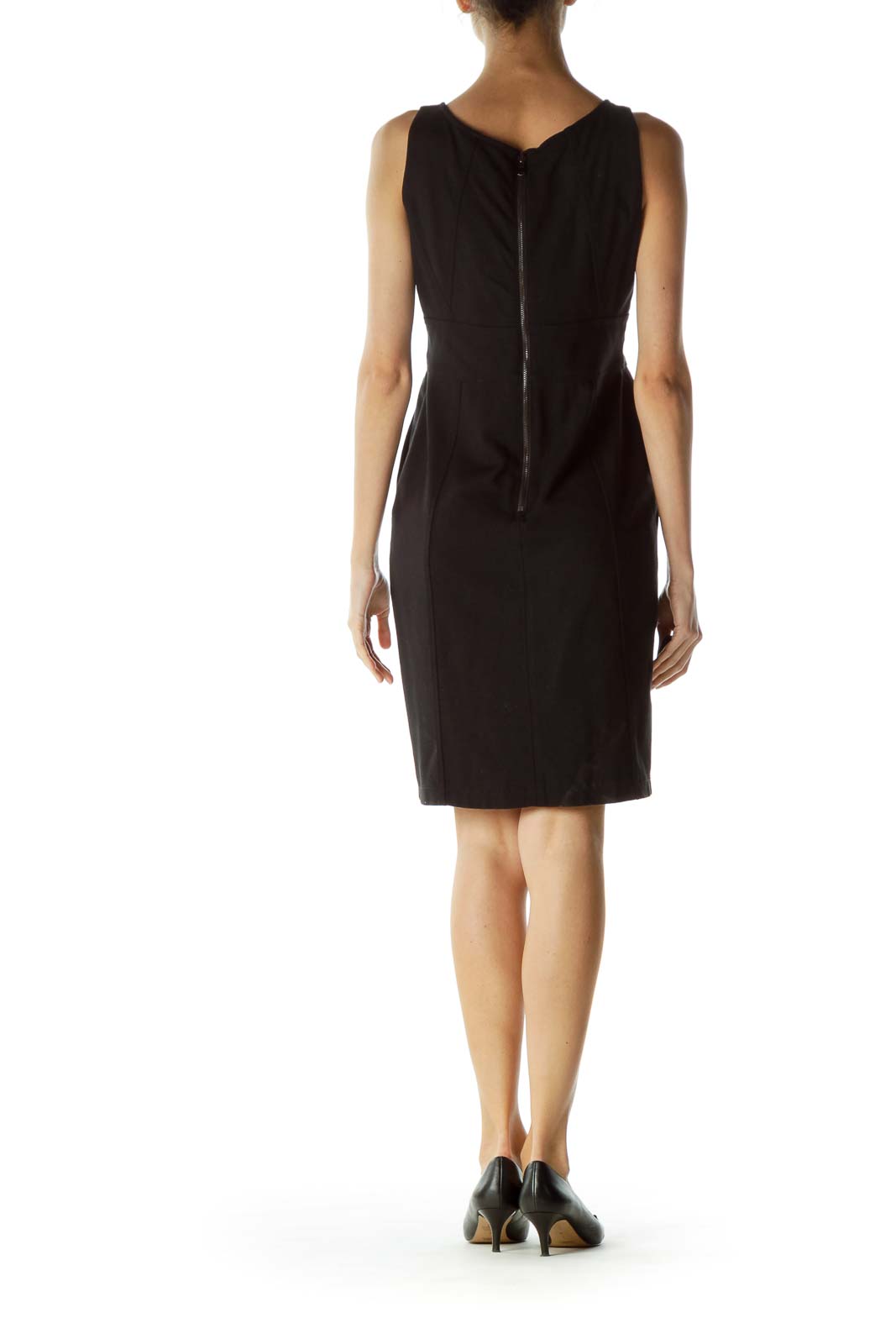 Black Pocketed Work Dress