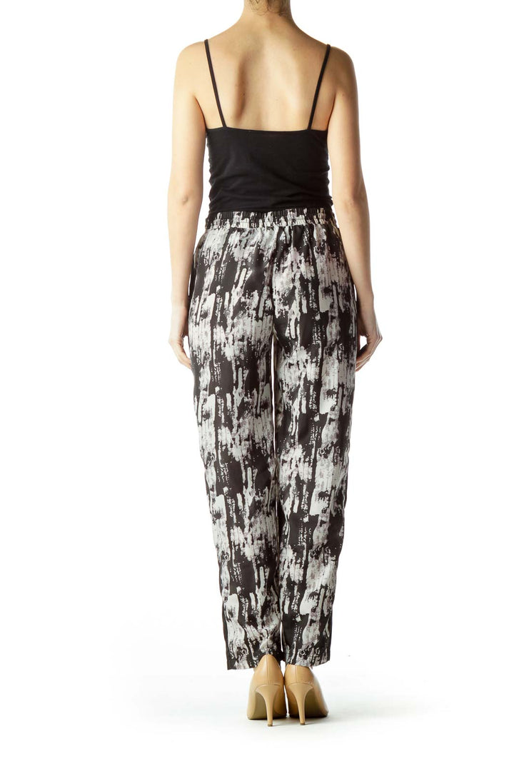 Black Gray Print Straight Leg Pants