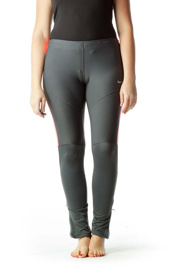 Gray Orange Slim Sports Pants