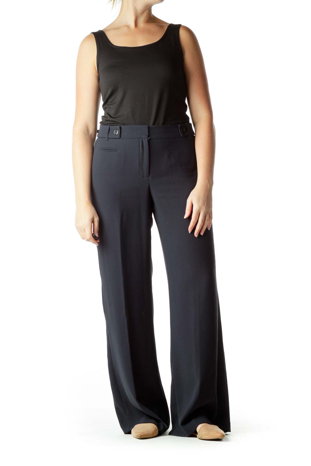 Black Wide-Leg Slacks