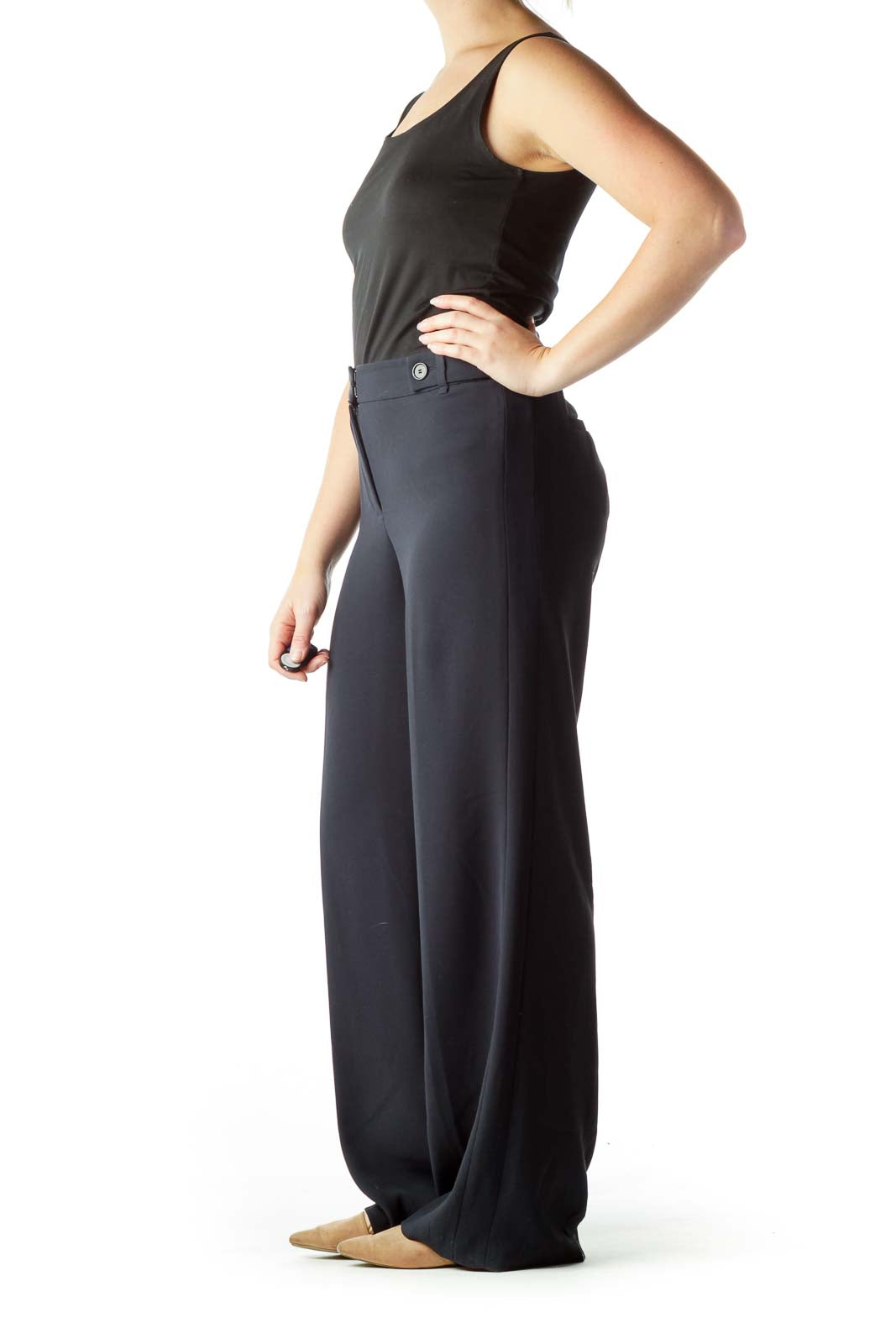 Black Wide-Leg Slacks