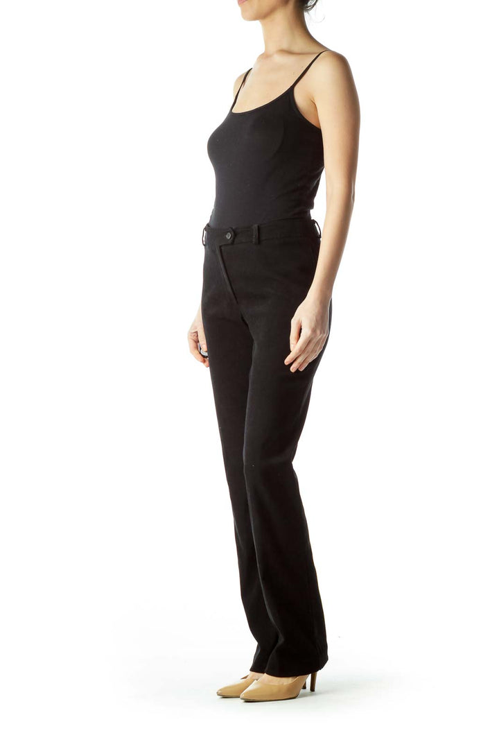 Black Soft Straight-Leg Slacks