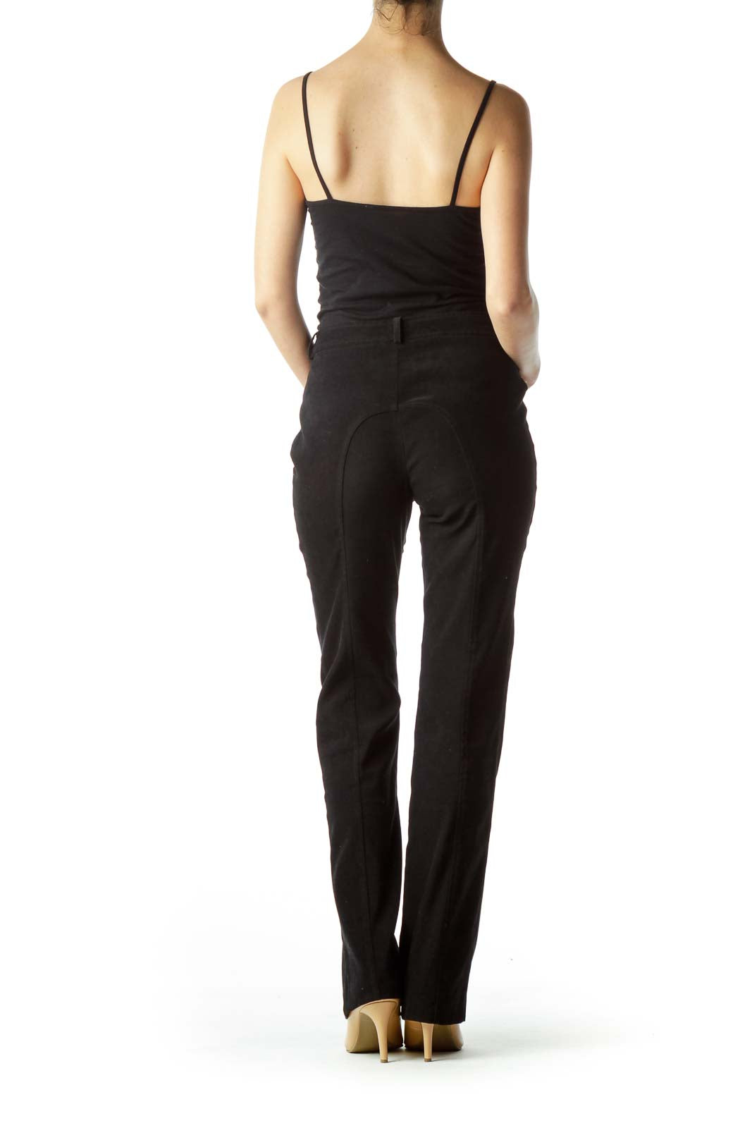 Black Soft Straight-Leg Slacks