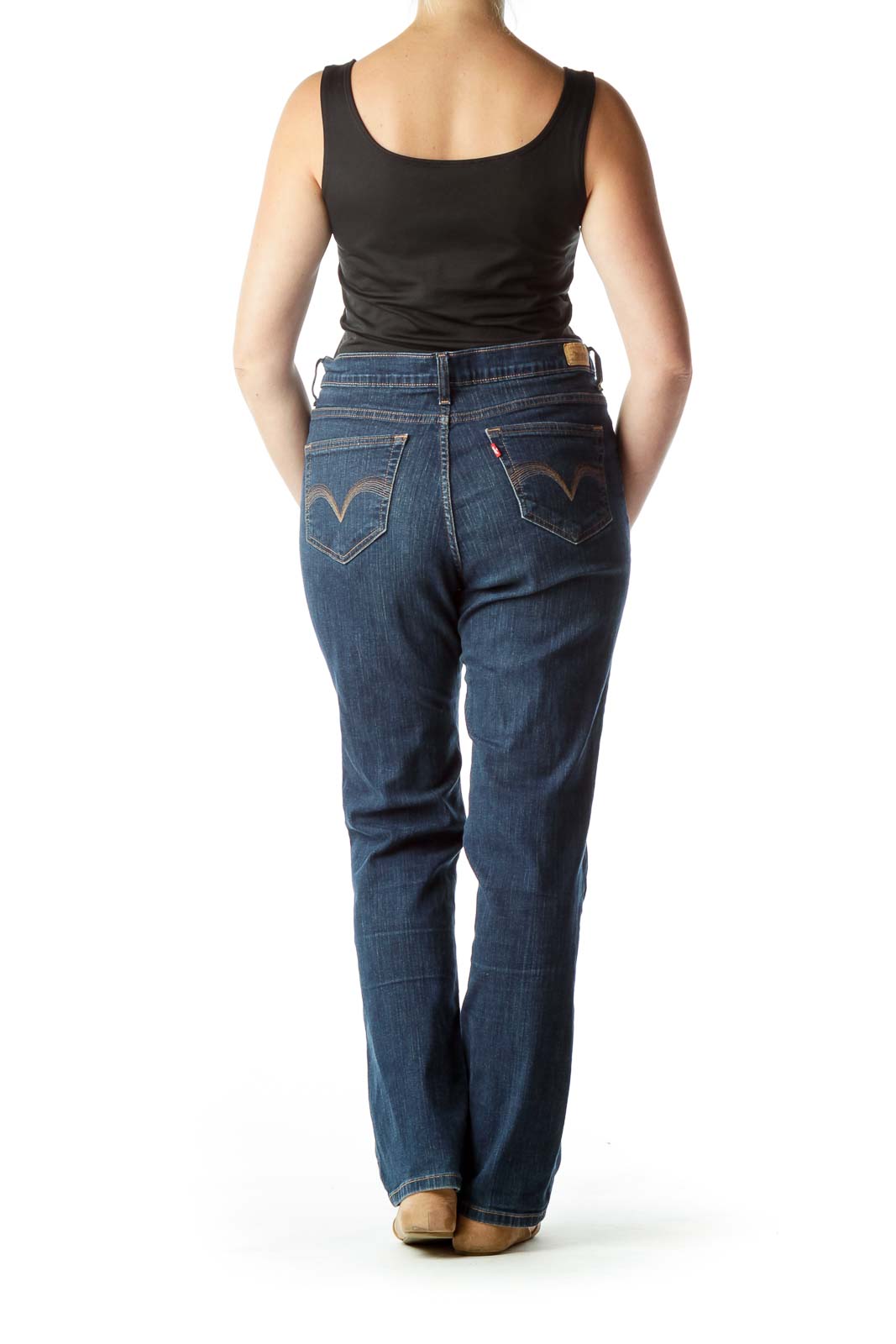 Blue Straight-Leg Denim Jeans