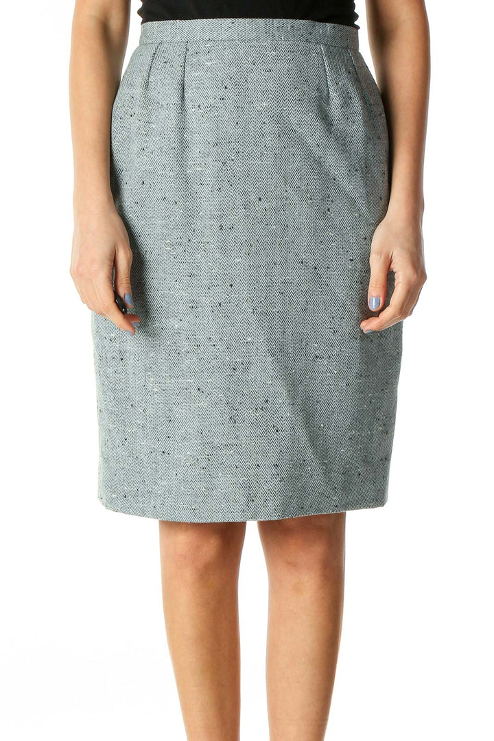 Light Blue Wool Pencil Skirt