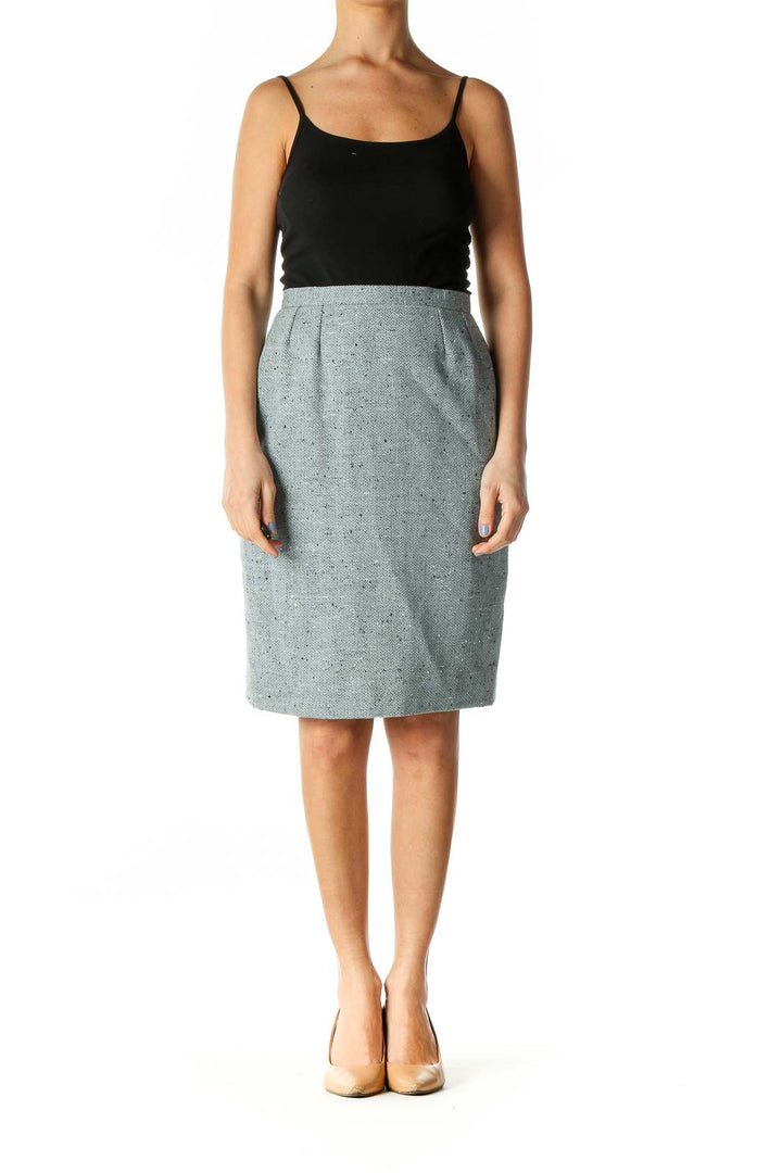 Light Blue Wool Pencil Skirt