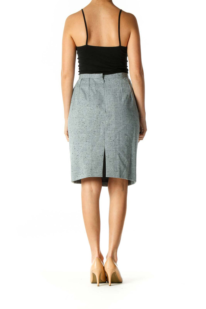 Light Blue Wool Pencil Skirt