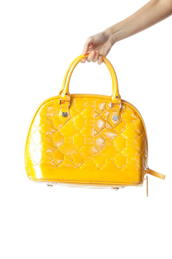 Yellow Padded Logo Stitching Tote Bag