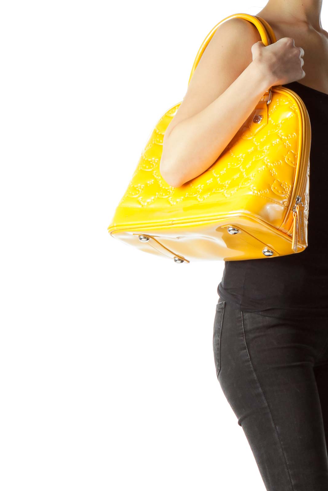 Yellow Padded Logo Stitching Tote Bag