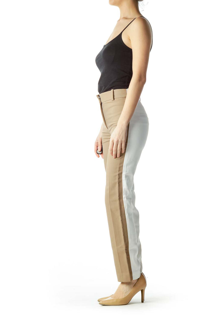 Brown Front Cream Back Skinny Pants