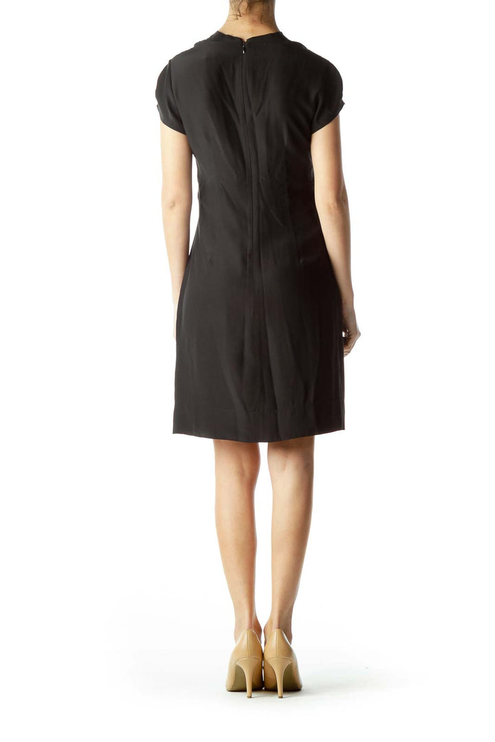 Black Knot Front Short Sleeve Dress