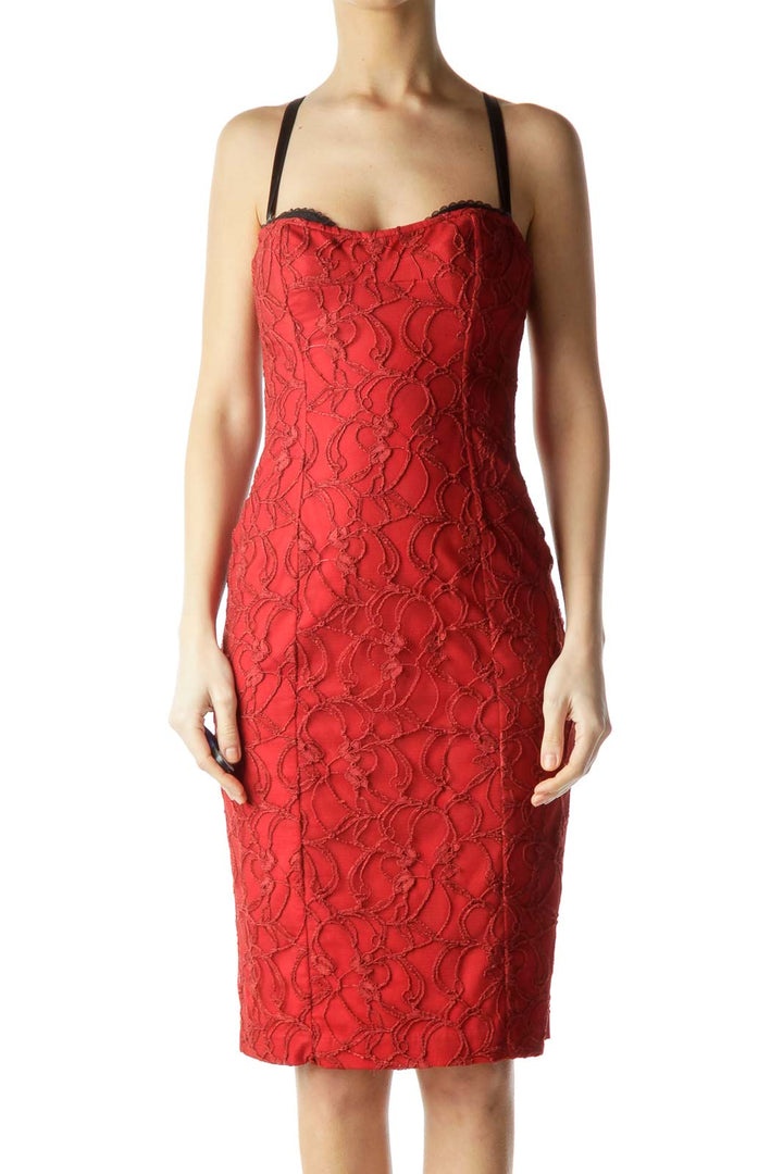 Red Floral Lace Dress