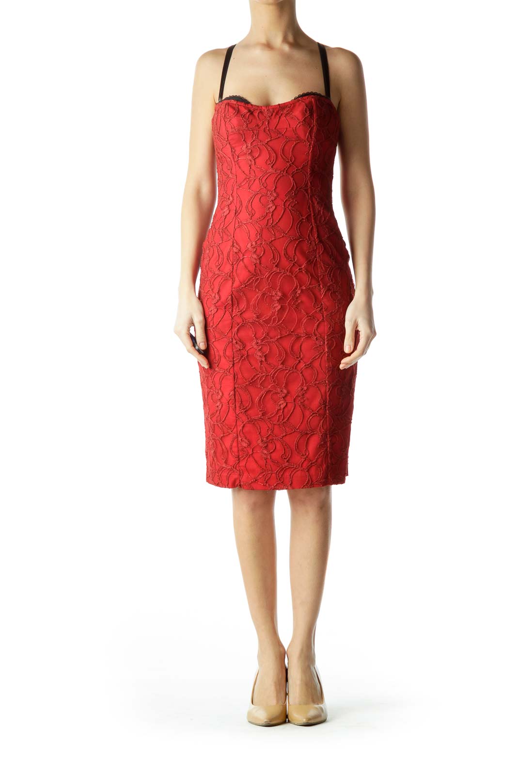 Red Floral Lace Dress