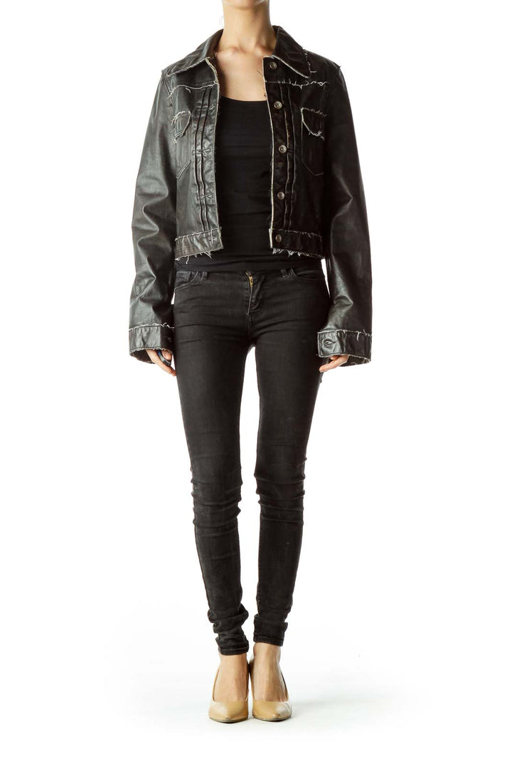 Black Distressed Leather Jacket