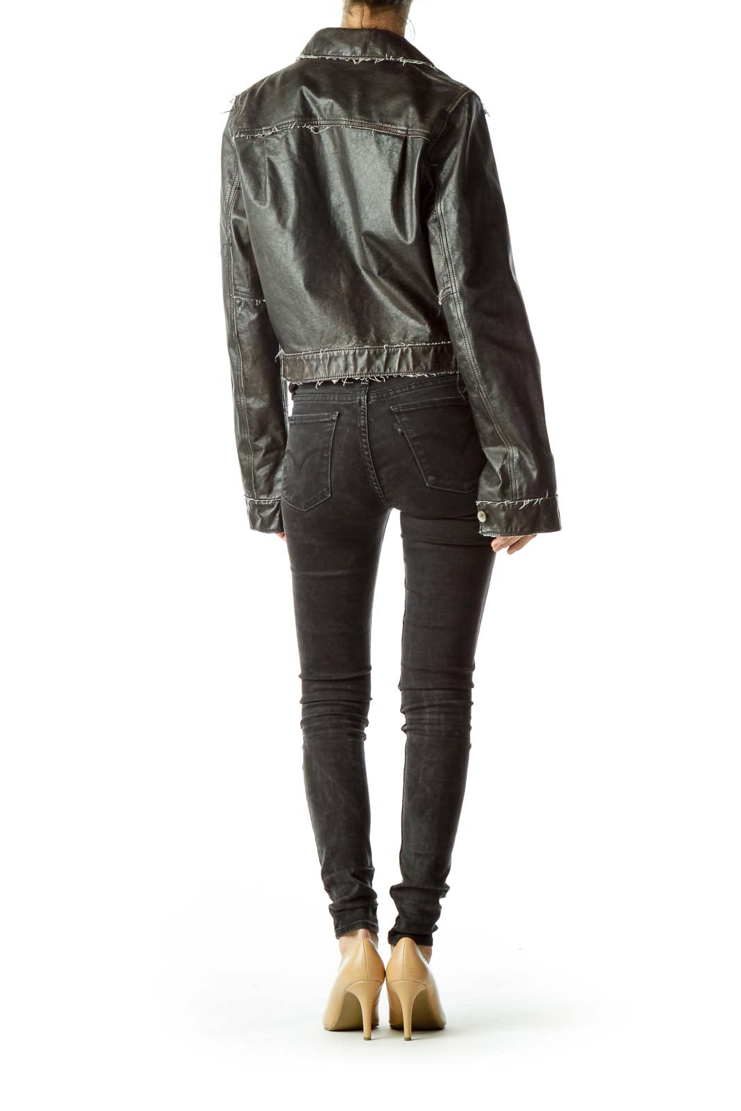 Black Distressed Leather Jacket