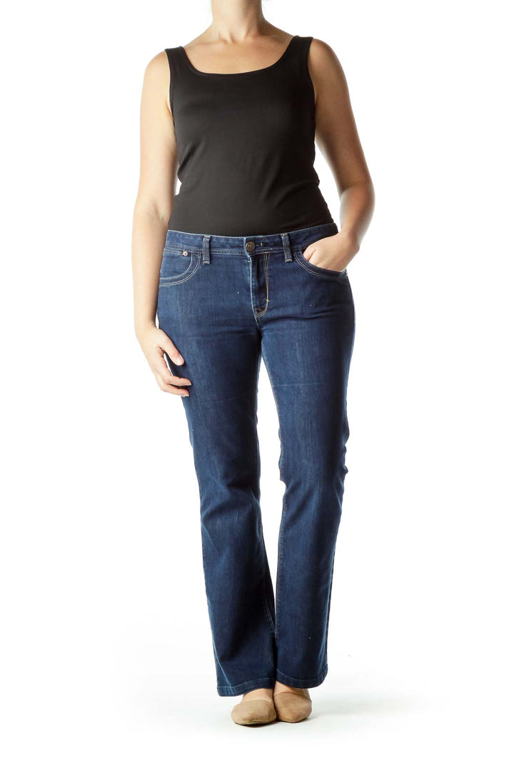 Navy Denim Flared Jeans