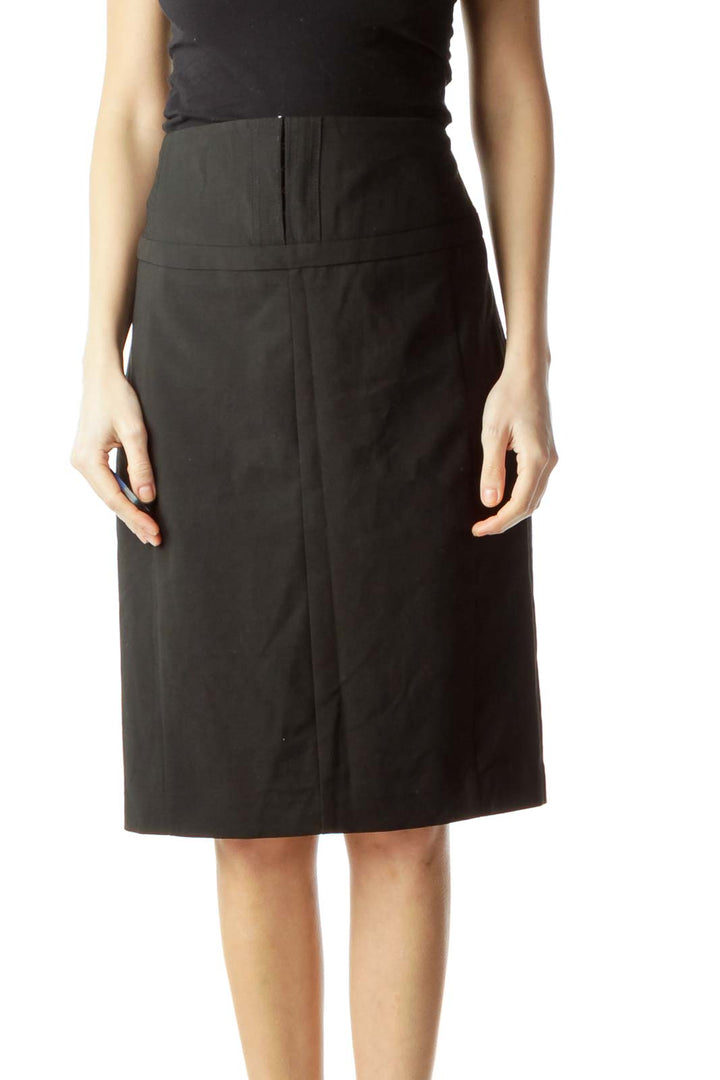 Black Slitted Pencil Skirt