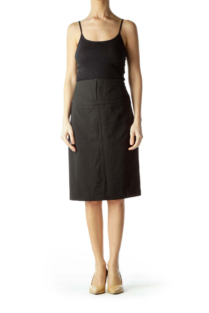 Black Slitted Pencil Skirt