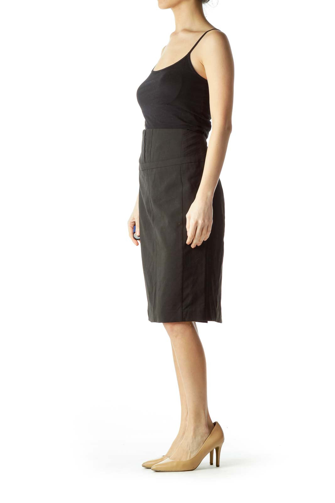 Black Slitted Pencil Skirt