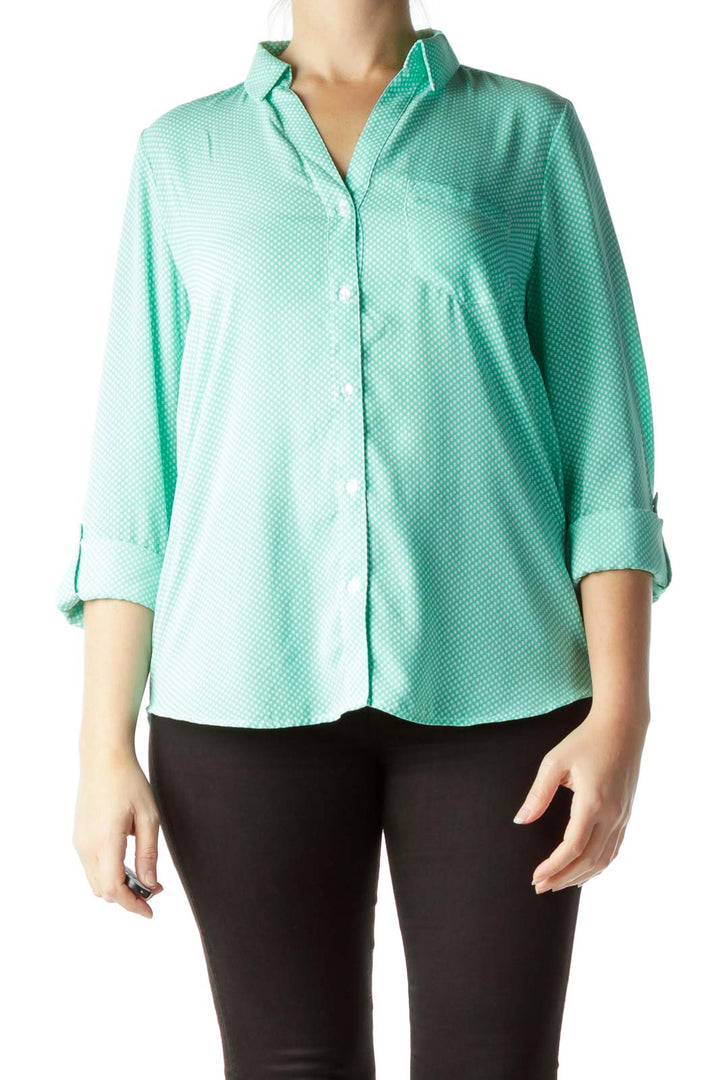 Mint Green White Polka-Dot Blouse