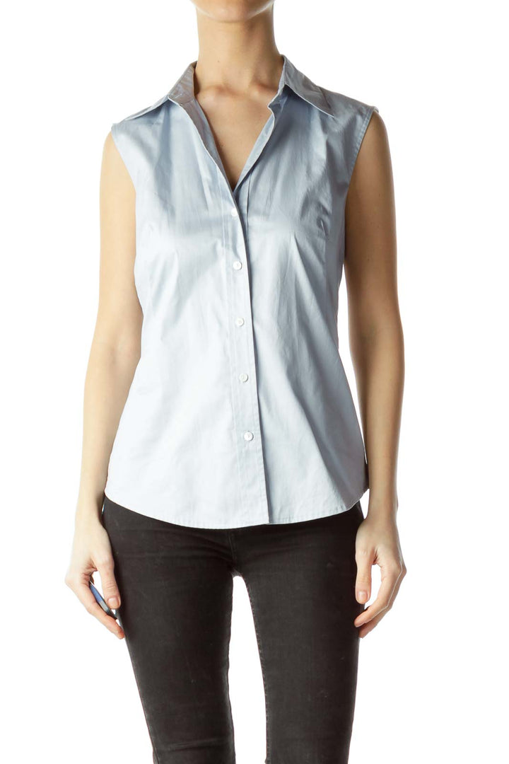 Light Blue 100% Cotton Sleeveless Shirt