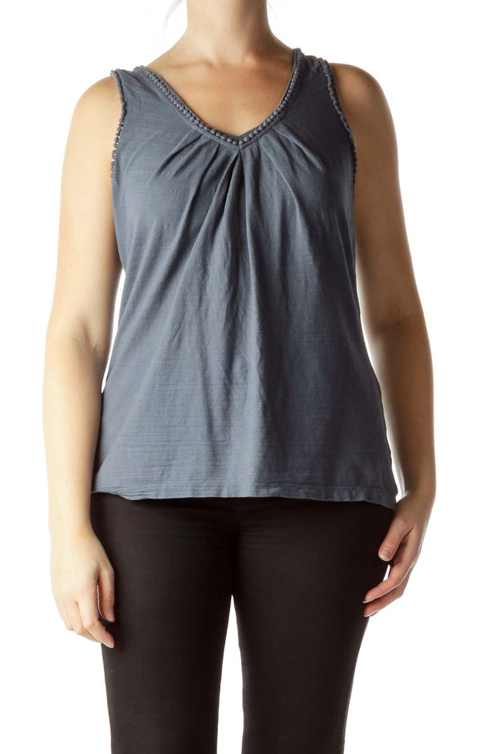 Washed Blue 100% Cotton Knit Tank Top