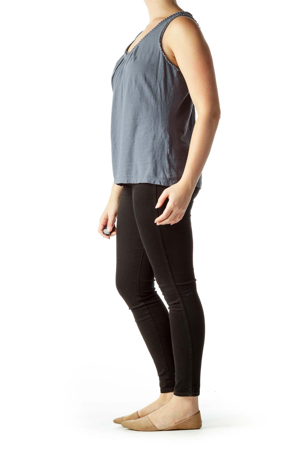 Washed Blue 100% Cotton Knit Tank Top