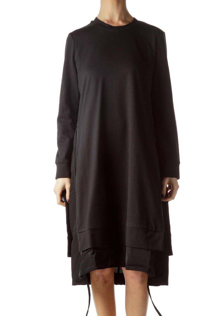 Black Round Neck Sweatshirt Dress