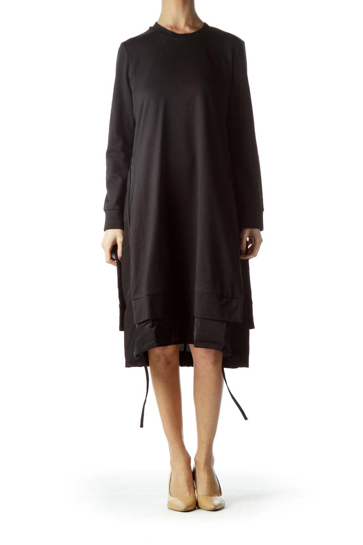 Black Round Neck Sweatshirt Dress