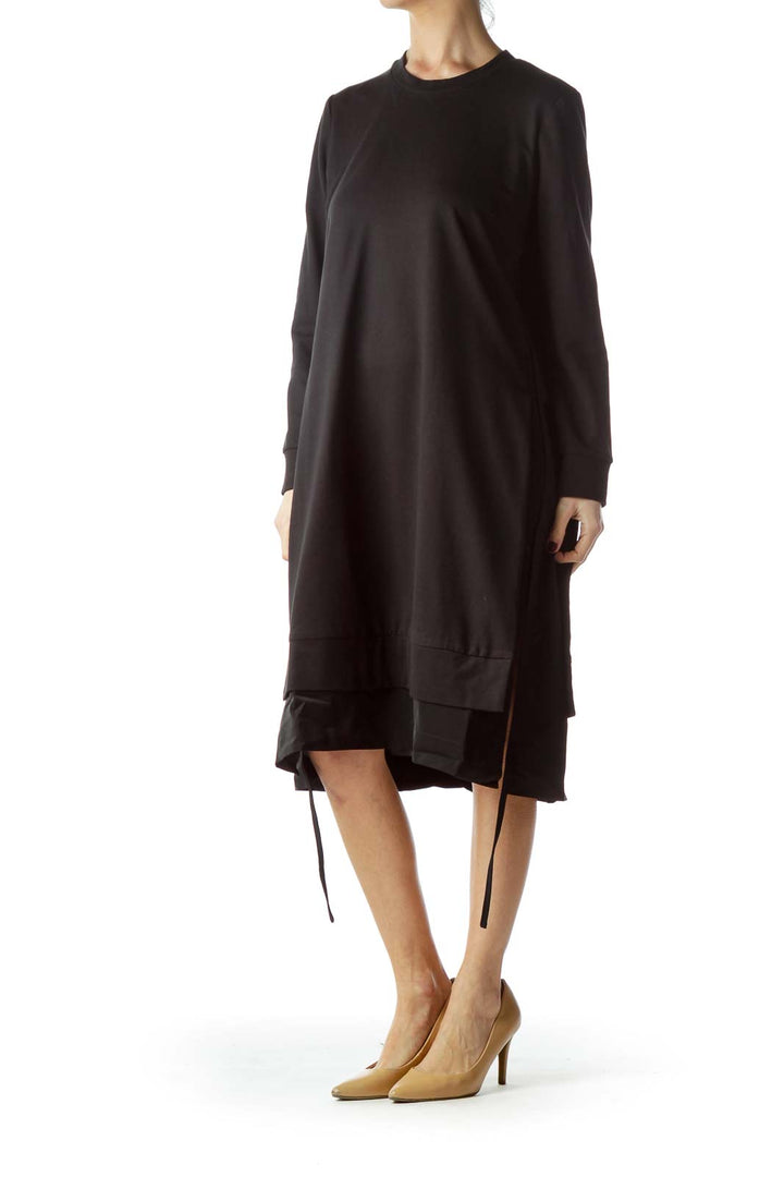 Black Round Neck Sweatshirt Dress