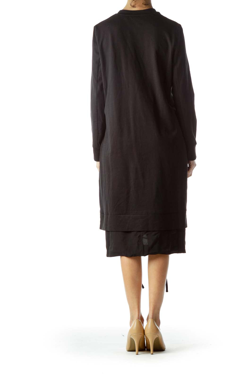 Black Round Neck Sweatshirt Dress