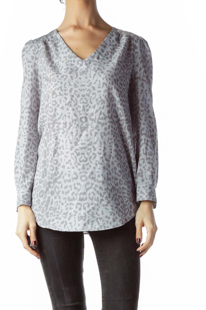 Gray Animal Print Blouse